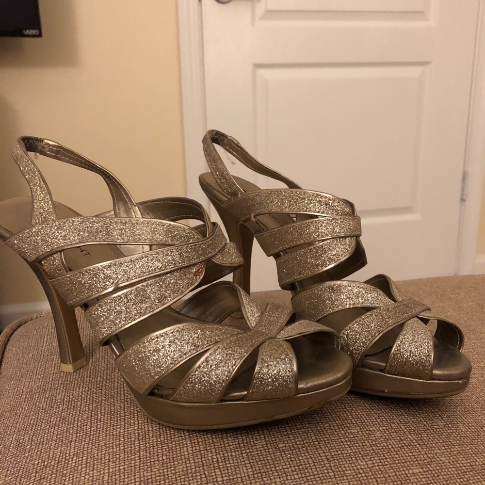 Gold high heel sandal
